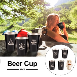 4pcs 350ml Reusable Gift Tea Outdoor Camping With Storage Bag Stackable Beer Cup
