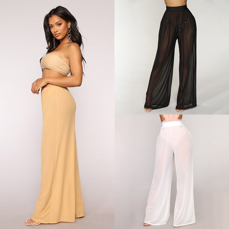 Quần vải phối lưới mỏng mặc ngoài đồ bơi gợi cảm nữ tính