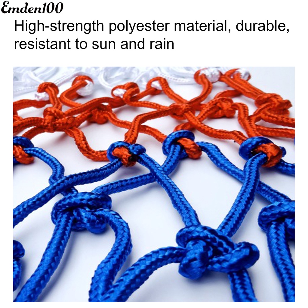 emden100 Multi Color Basketball Goal Net Braided Rainproof Basketball Hoop Mesh 13 Buckles for Outdoor