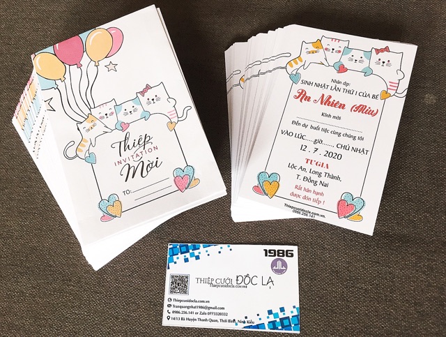 Thiệp Thôi nôi, Sinh nhật, Đầy tháng mèo con