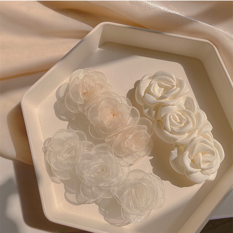 Kẹp tóc trang trí hoa trà phong cách Hàn Quốc ngọt ngào dành cho nữ