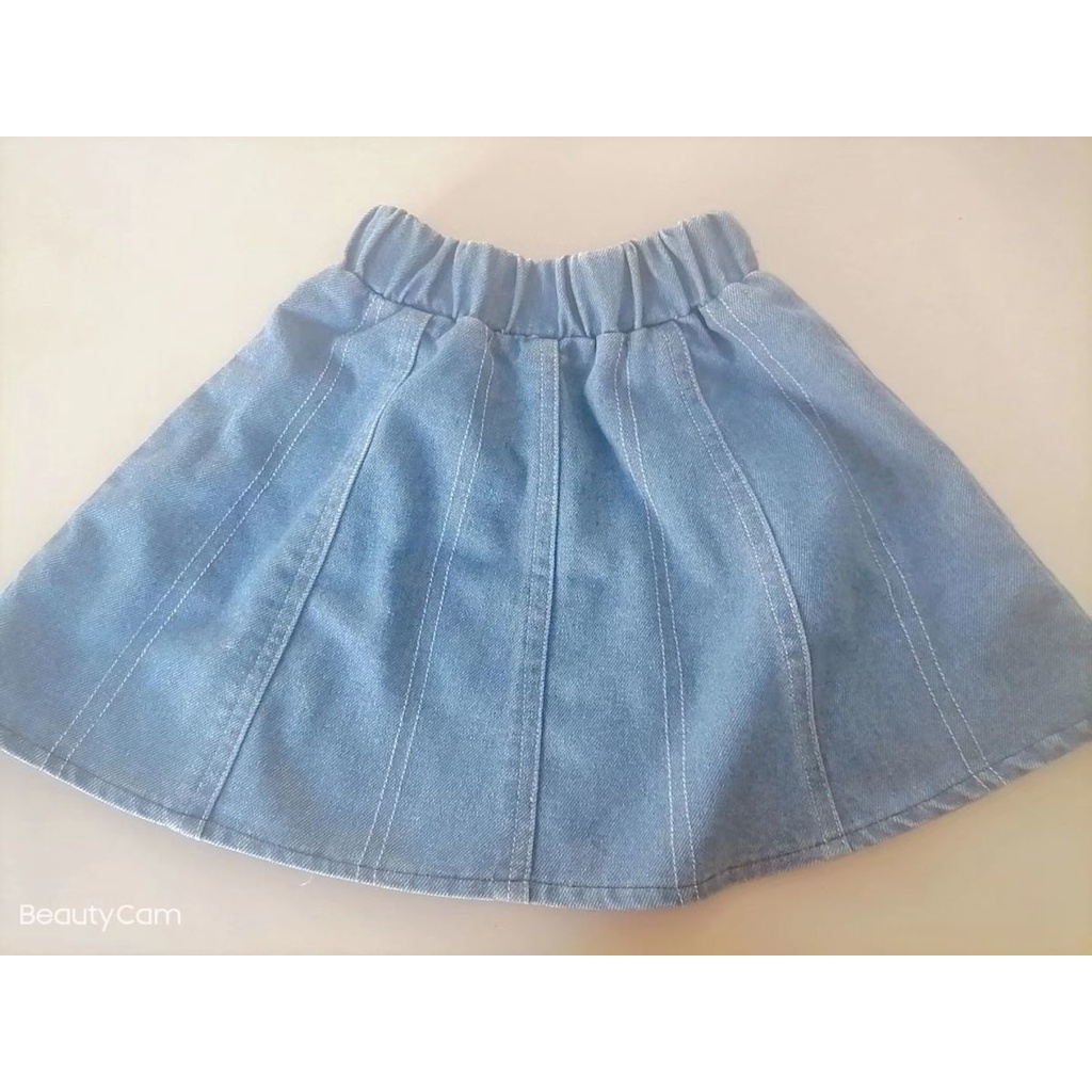 Bộ Áo Sơ Mi Denim Cổ Búp Bê Phối Chân Váy Denim In Hoa Kiểu Nhật Hàn Thời Trang Mùa Hè Cho Bé Gái 2022