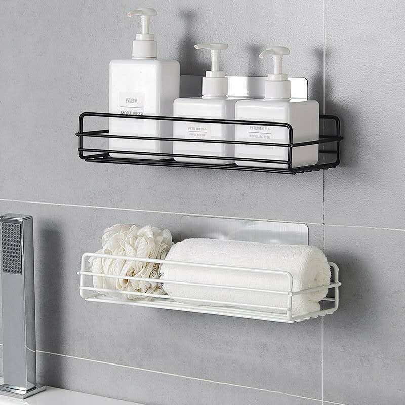 combo 2 Kệ Nhà Tắm Chữ Nhật Dán Tường Tiện Lợi, Giá Để Đồ Phòng Tắm Nhà Bếp Đa Năng Kèm miếng dán mã cns