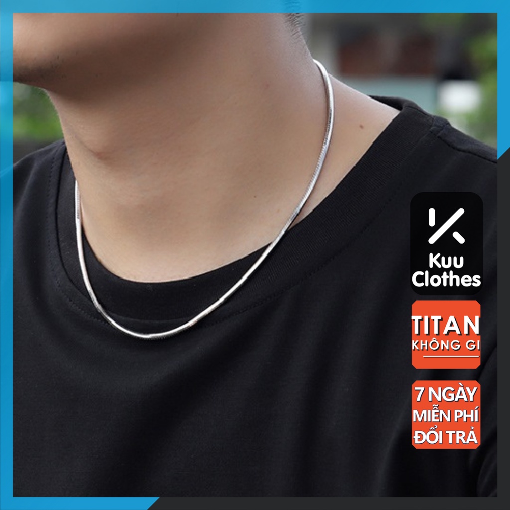 Vòng cổ nam nữ bản dẹt Clash Kuu Clothes màu bạc dây chuyền titan không gỉ basic dễ phối đồ - Vòng Cổ Clash