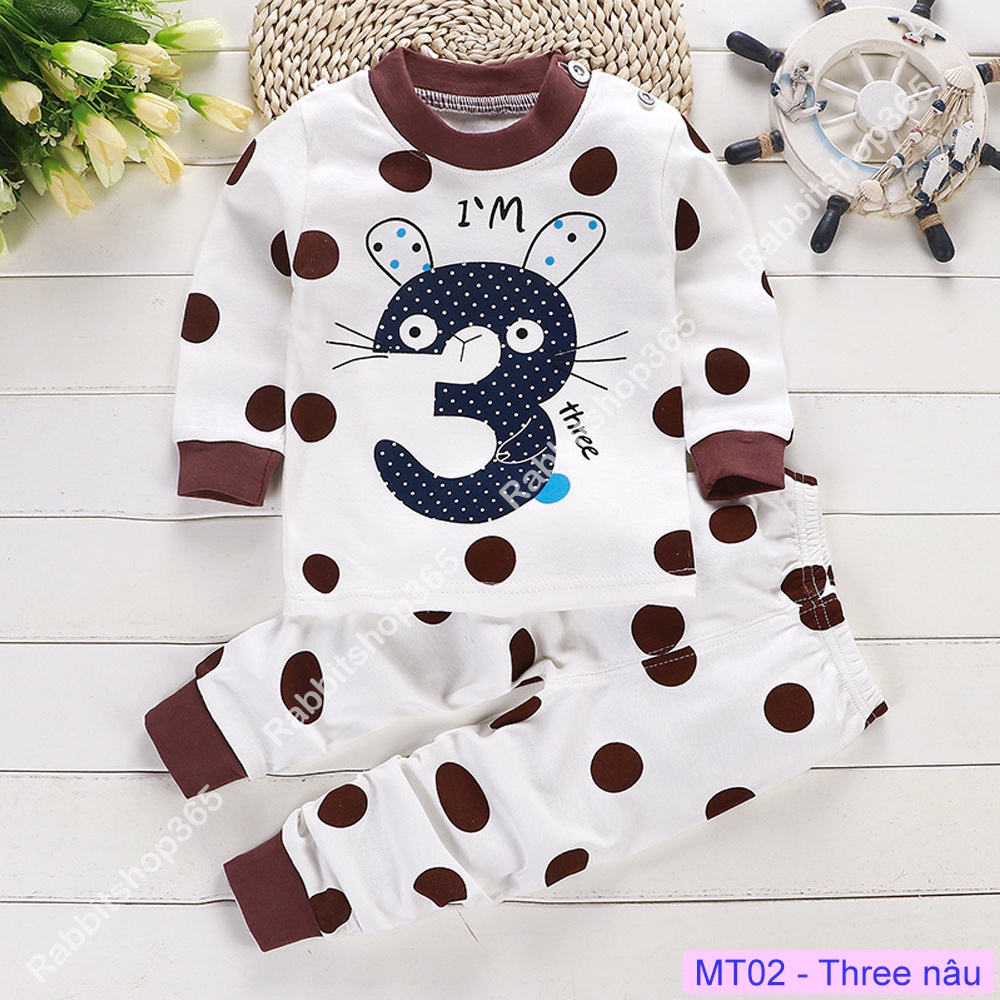 Bộ thu đông dài tay cotton giữ nhiệt cho bé quần áo trẻ em mềm mịn ấm áp thời trang
