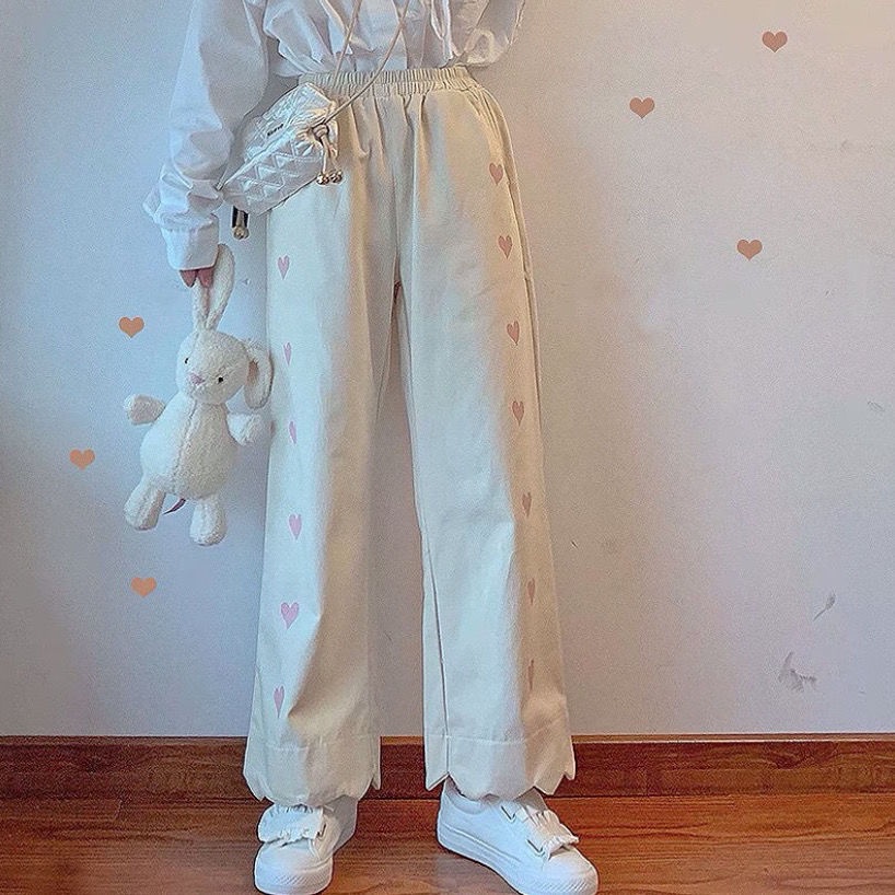 Quần Dài Ống Rộng Chất Cotton Mềm Mại Phong Cách Học Sinh Nhật Bản Đáng Yêu Cho Nữ