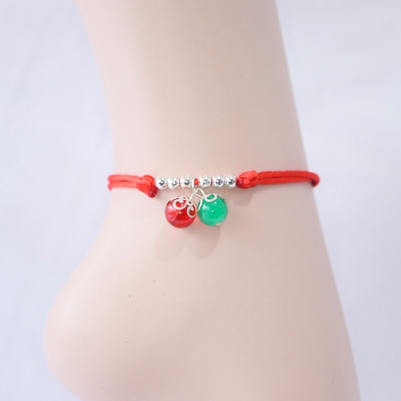 [14 mẫu] Lắc chân nữ chỉ đỏ cầu may mắn đính hạt phong cách Hàn Quốc.  xinh xắn, dễ thương. phù hợp cho mọi lữa tuổi