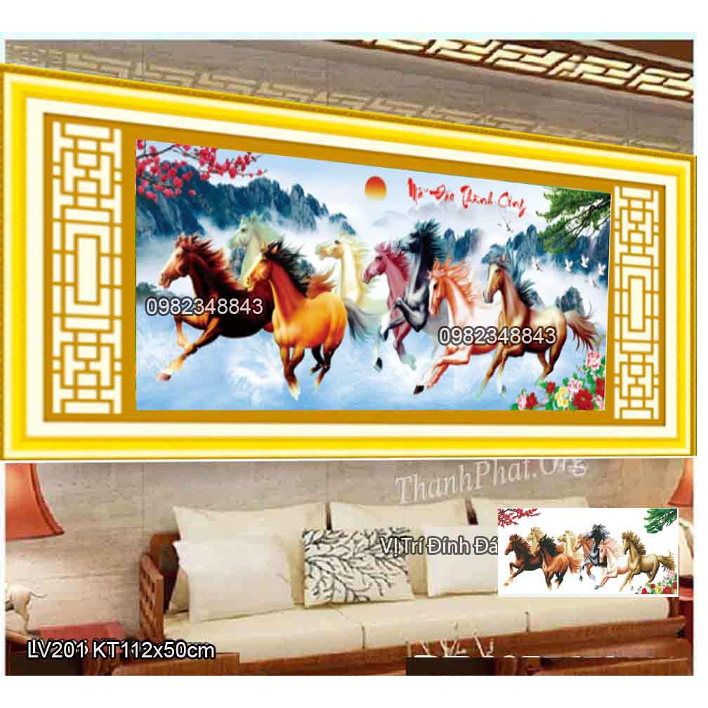 Tranh gắn đá mã đáo thành công KT:112x50cm, Tranh đính đá chưa đính.