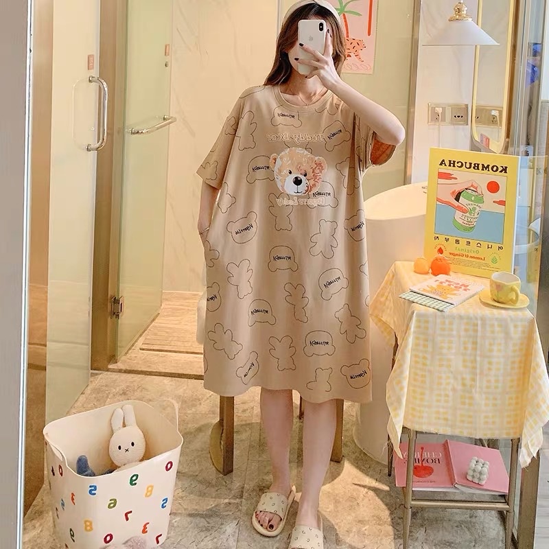 Váy ngủ mặc nhà chất cotton mát mềm co giãn thấm hút mồ hôi Freeszie từ 40-65kg- V02