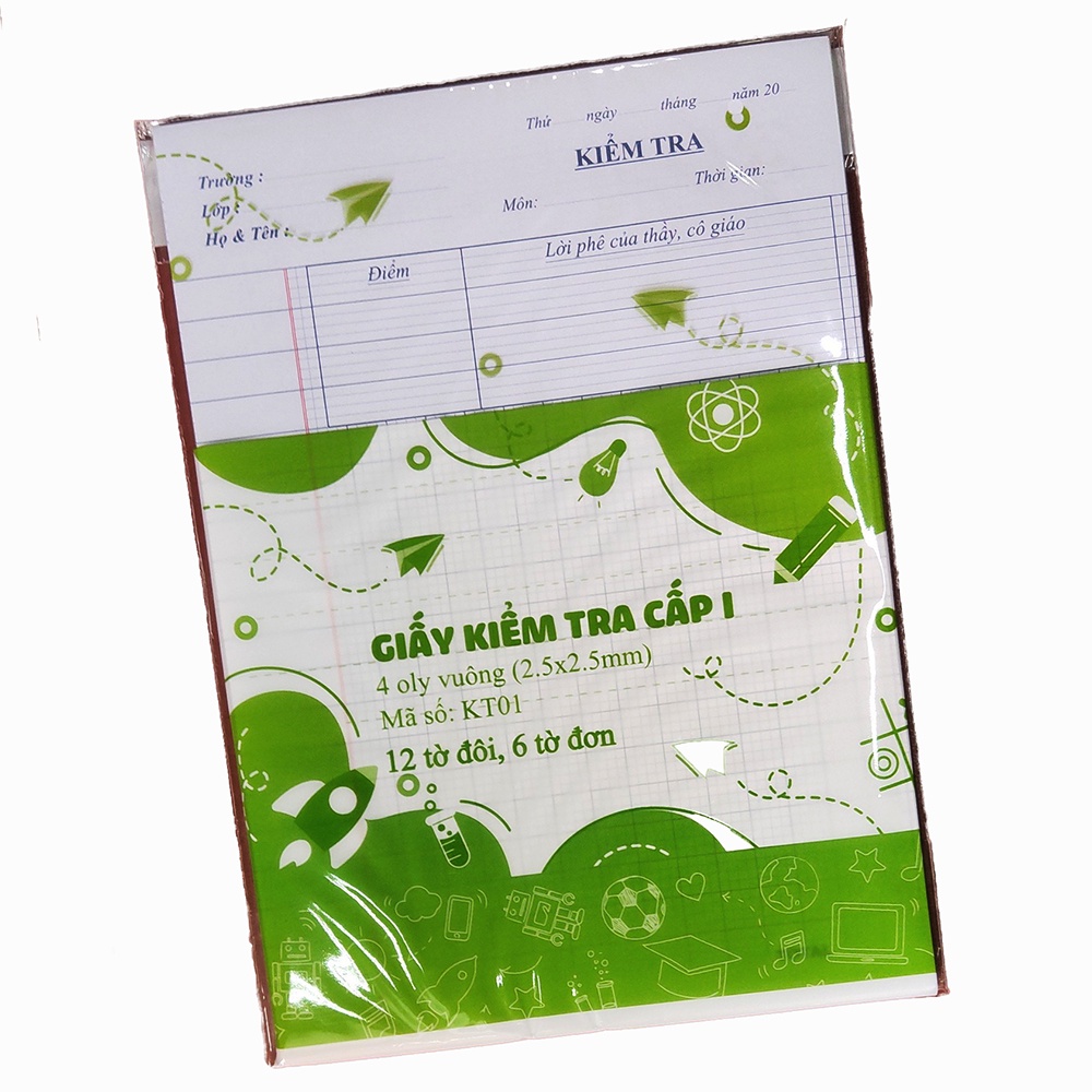 Giấy kiểm tra cấp 1 (12 tờ đôi , 6 tờ đơn)