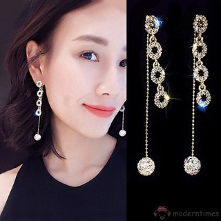 Khuyên tai tua rua đính ngọc trai nhân tạo sang trọng