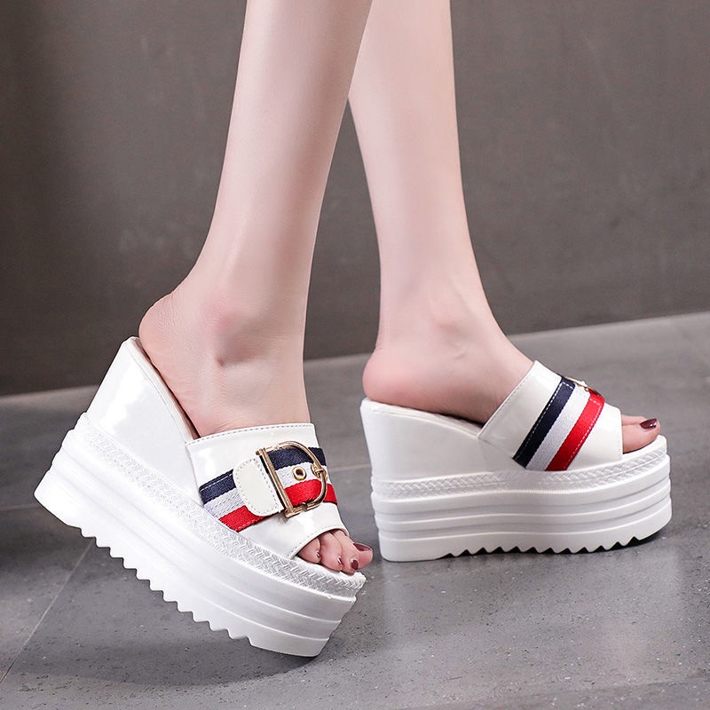 Dép đế xuồng cao gót hở mũi thời trang cho nữ 12cm