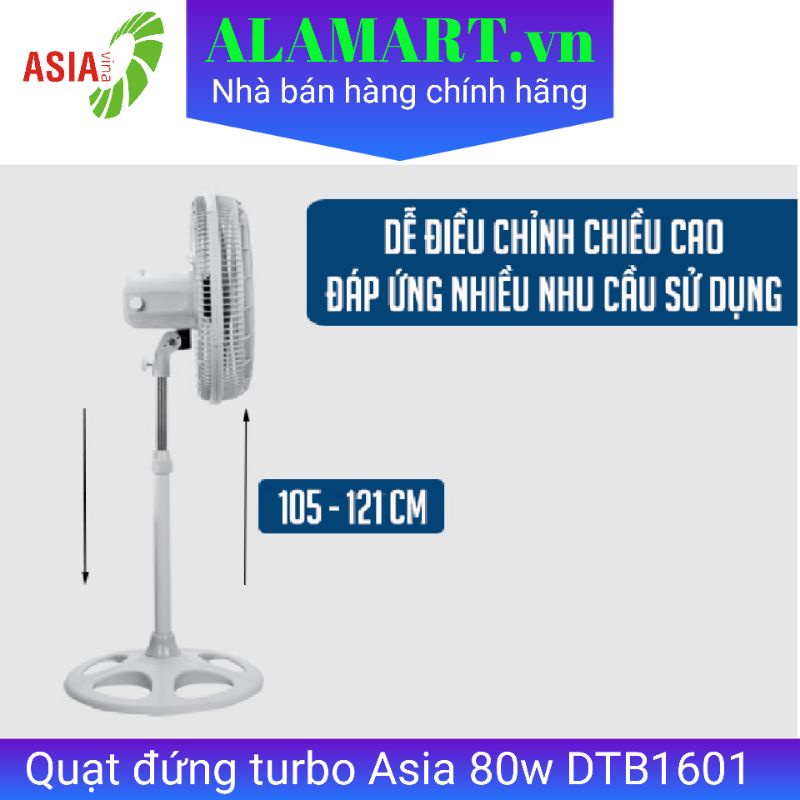 Quạt đứng turbo Asia DTB1601 80W mát xa động cơ vận hành êm