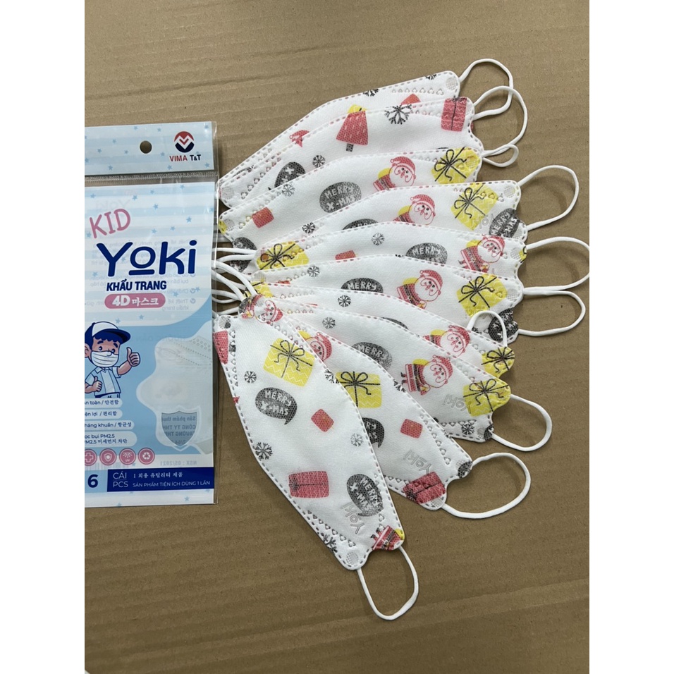{Hình Noel} Khẩu trang 4D YOKI kháng khuẩn trẻ em hình noel 1 bịch/6 cái