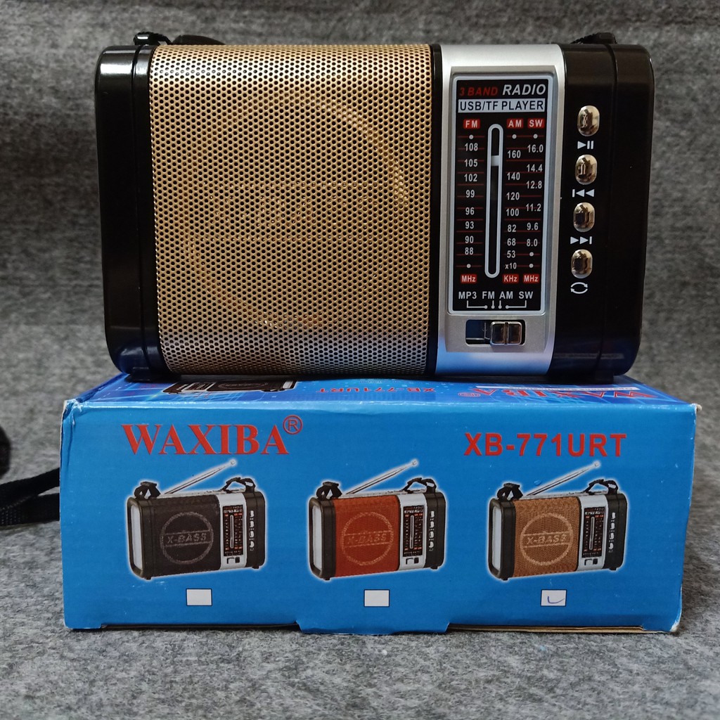 Đài LOA  EXTRA BASS CÓ ĐÈN PIN LED, USB NGHE NHẠC THẺ NHỚ WAXIBA XB-771URT RADIO AM FM SW THEO KÈM PIN SẠC