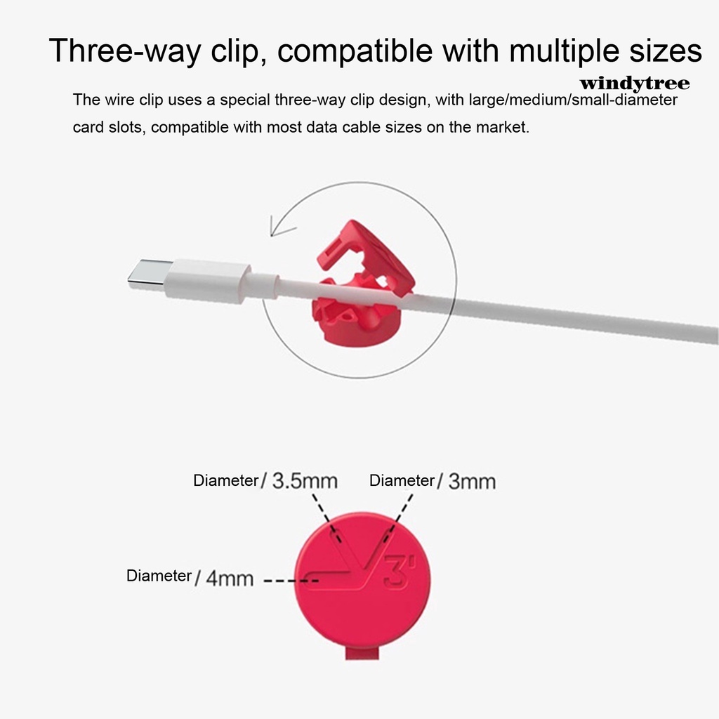 [W &amp; T] Kẹp Quấn Dây Cáp P1 PVC Mini Đơn Giản Hút Nam Châm Sắp Xếp Gọn Gàng Để Bàn