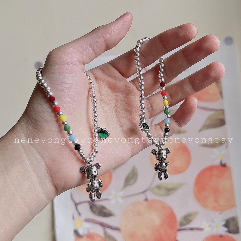 Gấu bibi 7 màu cầu vồng [inox mạc bạc 925] xinh đẹp