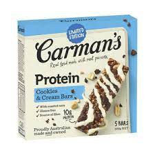 Thanh hạt Protein Bar giàu đạm Carman's GOURMET PROTEIN BARS  - Cookies &amp; Cream Protein Bars - Hộp 5 thanh 200g