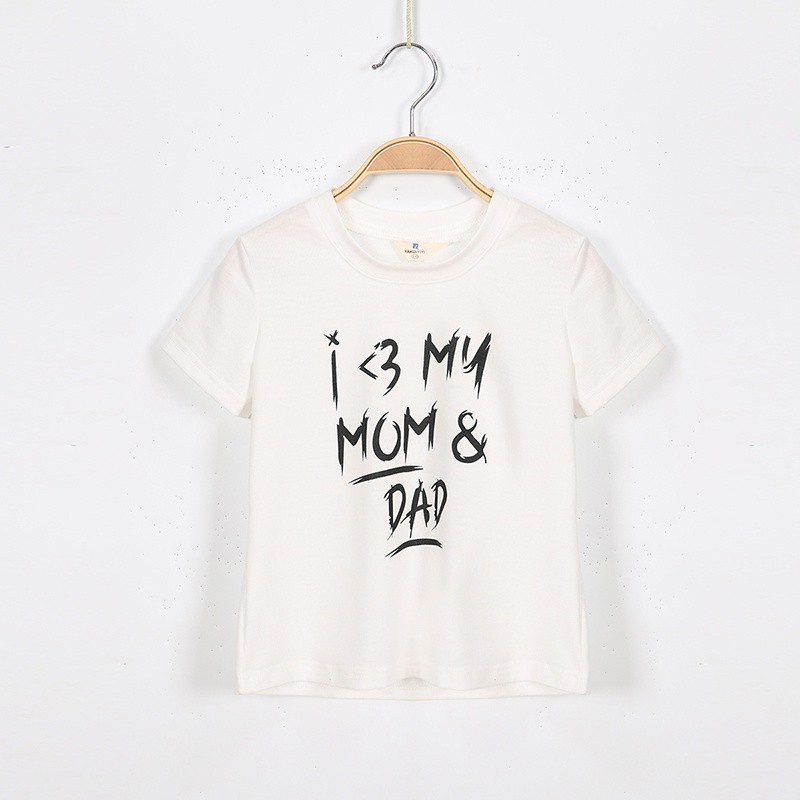 Áo gia đình Familylove - đồ gia đình I &lt;3 MY MOM AND DAD cotton 4 chiều