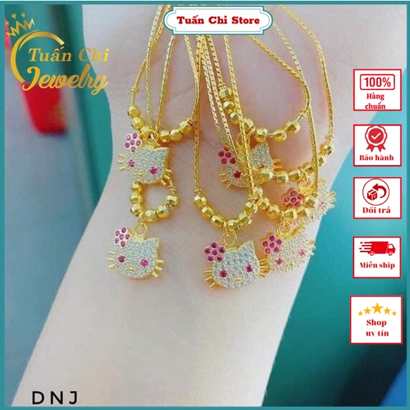 Dây Chuyền Trẻ Em ♥️ẢNH THẬT♥️ Vòng Cổ Bạc Xi Vàng Hình Mèo Kitty Dễ Thương Cho Bé Gái