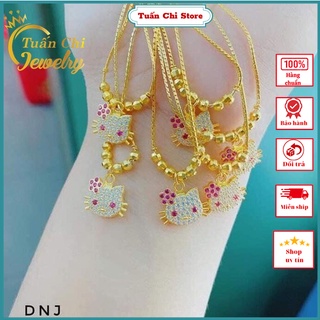 Dây Chuyền Trẻ Em ♥️ẢNH THẬT♥️ Vòng Cổ Bạc Xi Vàng Hình Mèo Kitty Dễ Thương Cho Bé Gái