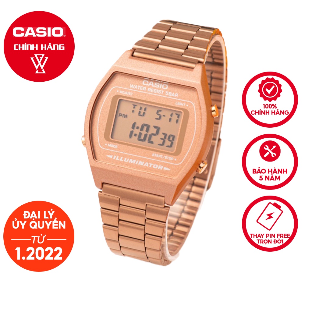 Đồng Hồ Điện Tử Unisex Casio WATCHSTORE B640WC-5ADF Thiết Kế Mặt Kính Nhựa 35mm, Dây Đeo Kim Loại, Vỏ Thép Không Gỉ