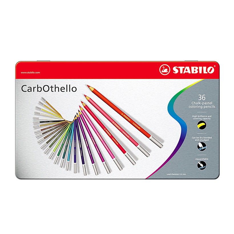 Bộ 1 hộp bút chì màu STABILO CarbOthello 36 cây hộp thiếc + Tuyển tập tô màu STABILO SVCB (CLC1436MB)