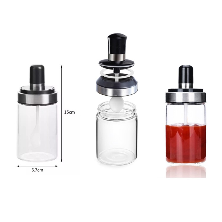 Lọ thủy tinh đựng gia vị trong suốt kèm muỗng