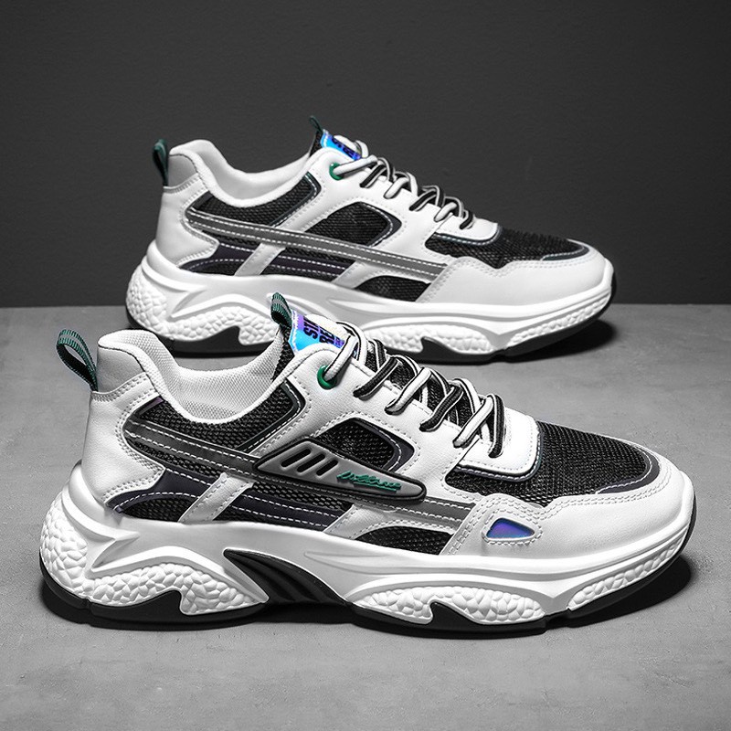 Giày MWC 5313 - Giày Thể Thao Nam, Sneaker Da Thời Trang Đế Cao Phối Lưới Cá Tính