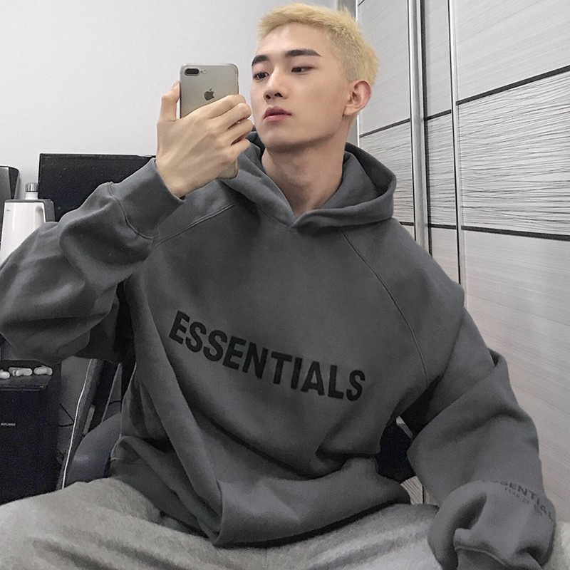 Áo Hoodie ESSENTIALS Phối Mũ 2 Lớp Màu Xám Đặc Biệt, Nỉ Ngoại Cao Cấp Cực Kỳ Dày Dặn Thoáng Khí Hàng Hot Trend 2022