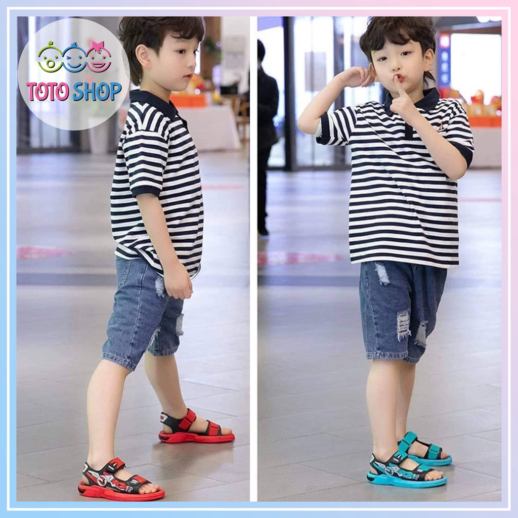 Dép sandal quai hậu hè cho bé trai chất cao su mềm nhẹ êm chân đi học đi chơi