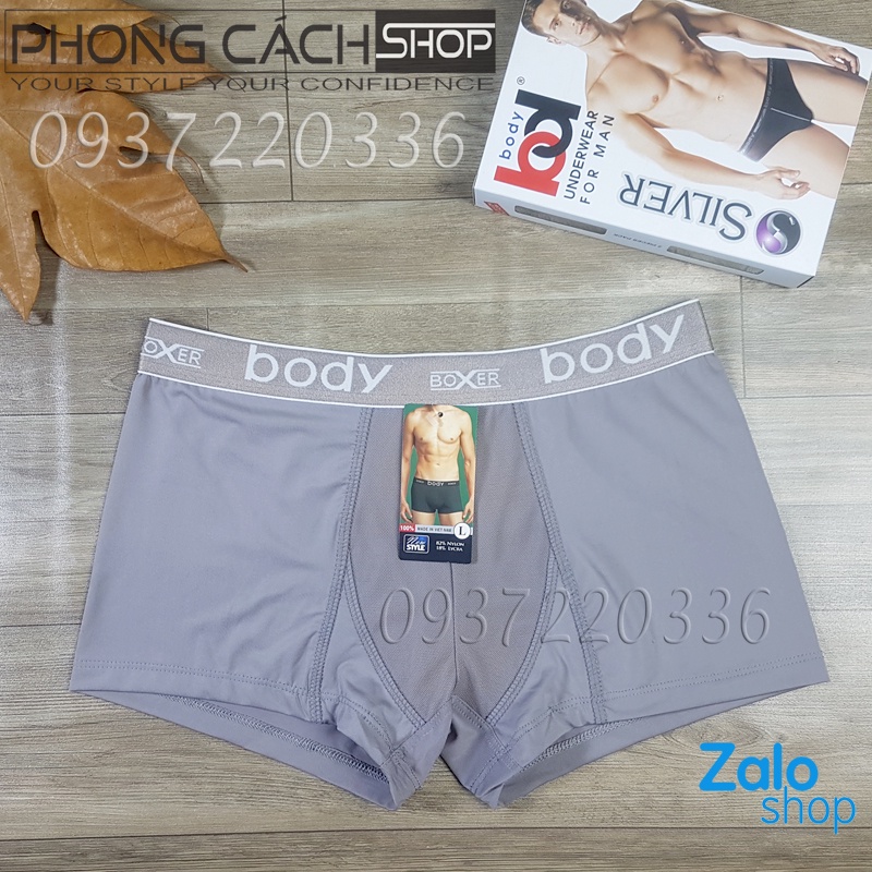 Quần xịp nam BODY boxer vải thun lạnh pha lụa siêu mát - Sịp đùi BODY Silver 802