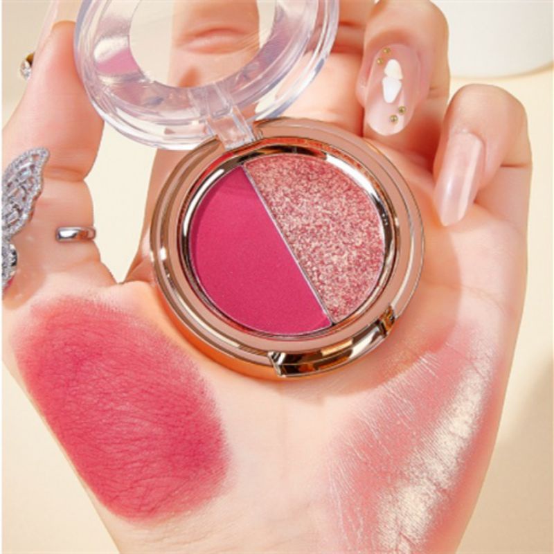 Bảng phấn mắt  Makeup Eyeshadow 2 ô nhũ và lì lên màu cực xinh