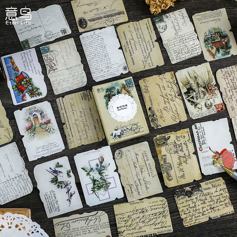 Set 24 miếng dán trang trí phong cách vintage