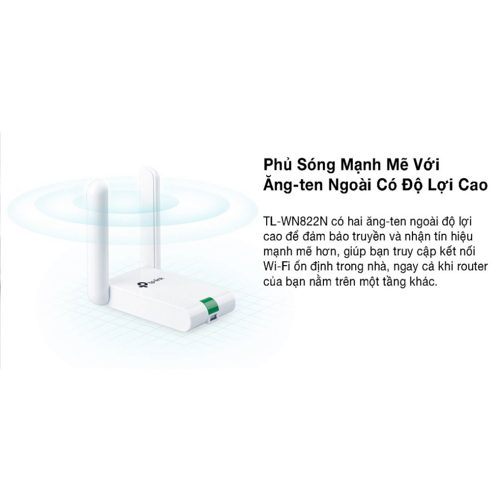 Bộ Thu Wifi Tp-link TL-WN822N – Tốc độ 300Mbps - USB Wifi (high gain) Chuẩn N Tốc Độ 300Mbps - Hàng Chính Hãng Bảo Hàn