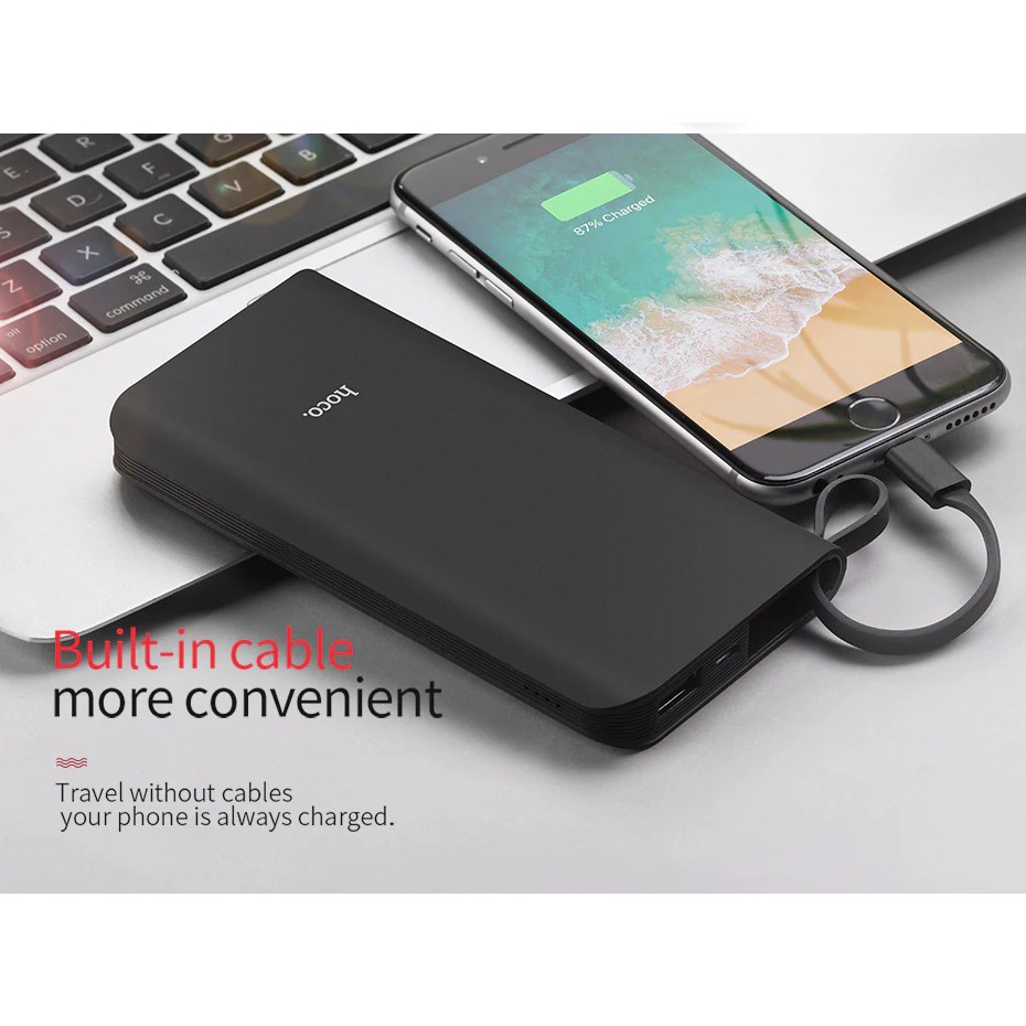 Pin sạc dự phòng Hoco J25 10000mAh (Tích hợp sẵn đầu sạc Lightning/Micro USB/Type-C)