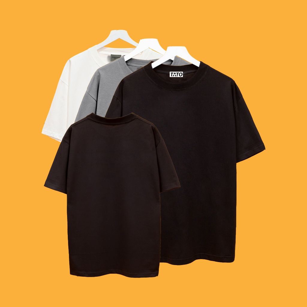 Áo Thun Basic Trơn TATO , Áo Phông Unisex Form Rộng Chất Vải Cotton Thời Trang Nam Nữ