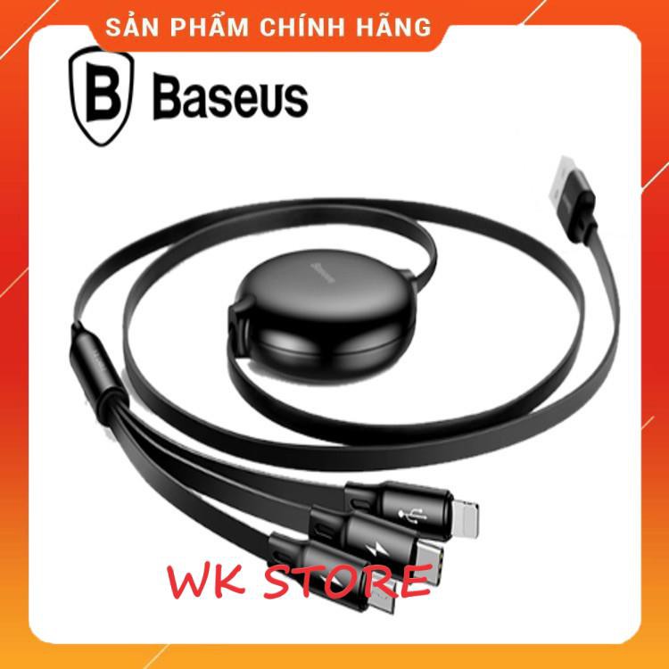 Cáp sạc đa năng Baseus 3 in 1 dây rút hàng chính hãng,BH 1 năm