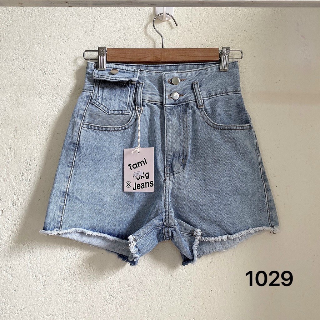 Quần Short Jean Nữ Trơn Túi Nắp Kiểu Size SML Hàng VNXK MS1029