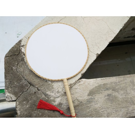 SẴN - Quạt tròn cổ trang trắng - quạt tự trang trí