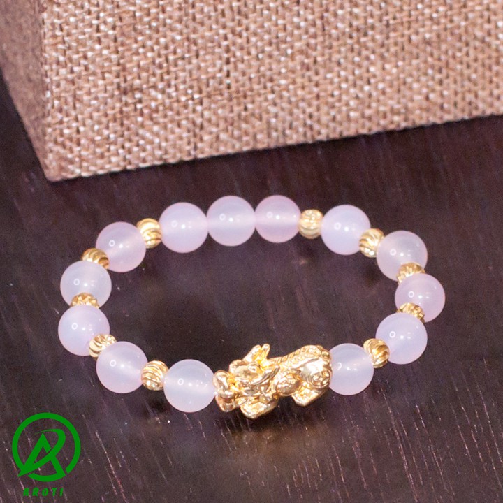 V233-08 Vòng phong thủy mã não hồng 8 ly mix tỳ hưu - Mệnh Hỏa - Thổ V233-08