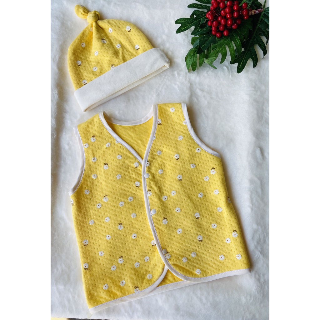 Áo khoác gile trần bông cho bé 0-3 tuổi, [LK-028] cotton Hàn xuất dư