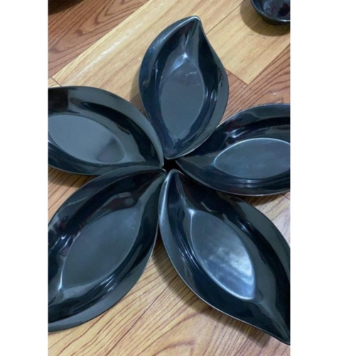 Dĩa hình lá dài đựng thức ăn nhựa Melamine đen,trắng,nâu