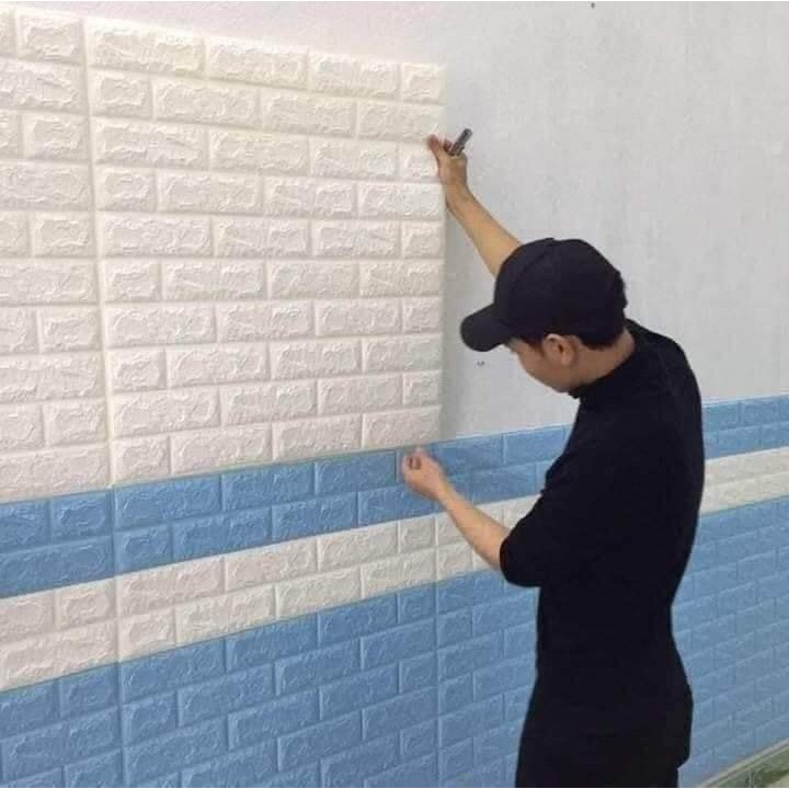 Xốp dán tường giả gạch 3D - Khổ lớn 70x77cm dày 4mm