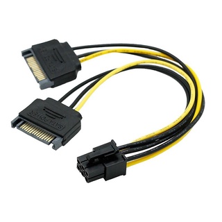 Cáp chuyển nguồn 2 sata sang 6pin & 8pin - cáp nguồn sata ra pci-e vga card 20cm