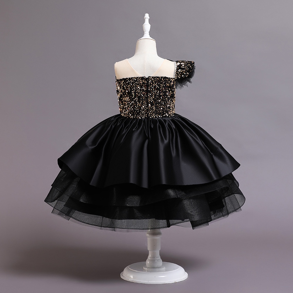 Đầm Công Chúa Pettiskirt Đính Kim Sa Biểu Diễn Piano Cho Bé Gái