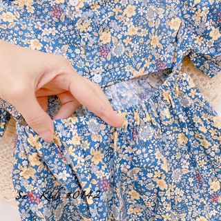 váy hoa 3 cúc lưng hở eo bé gái