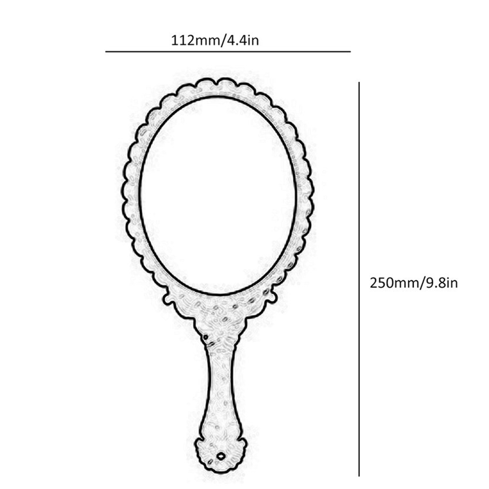 [Hàng mới về] Gương trang điểm cầm tay hình oval họa tiết hoa cổ điển