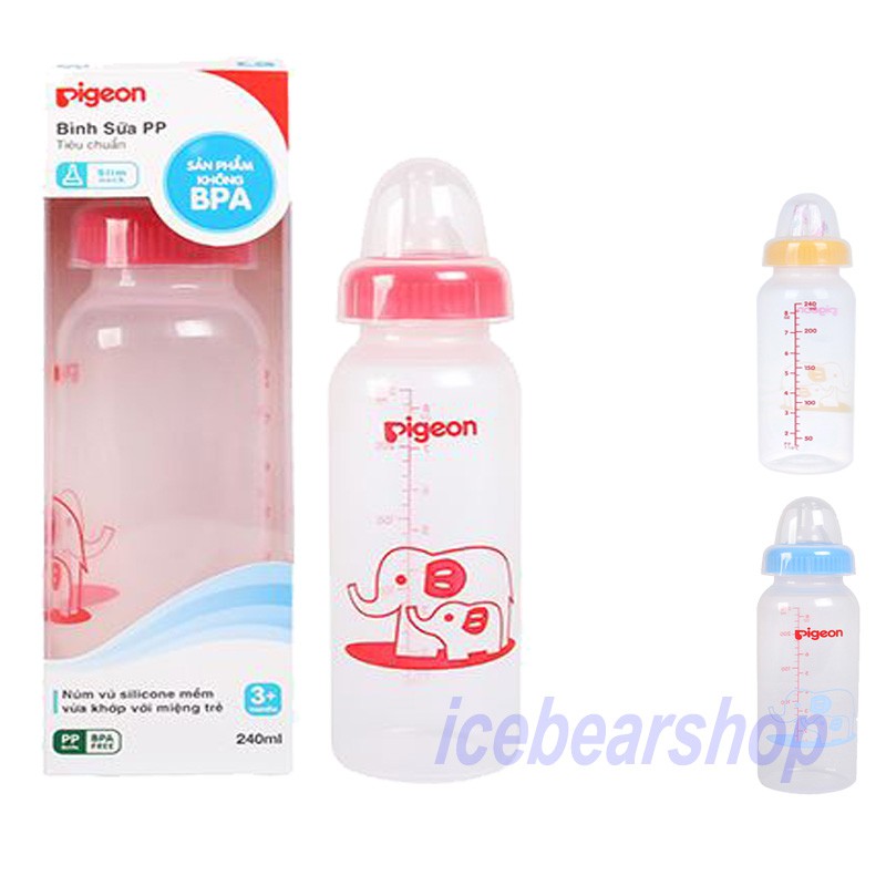 Bình sữa cổ nhỏ Pigeon nhựa PP 120ml-240ml