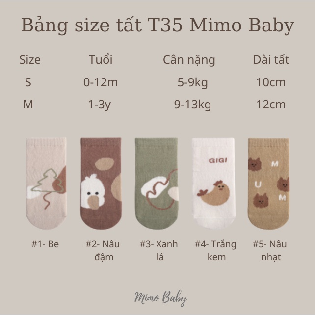 Tất vớ cao cổ chống trơn trượt in hình gấu Nemo baby dễ thương cho bé T35 Mimo Baby